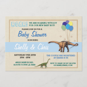 Koppels Dinosaur Baby shower Is Een Jongensblauw U Kaart