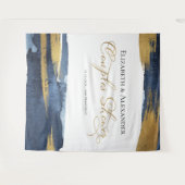 Koppels Douche Achtergrond | Blauwe Waterverf Abst Wandkleed (Voorkant (horizontaal))