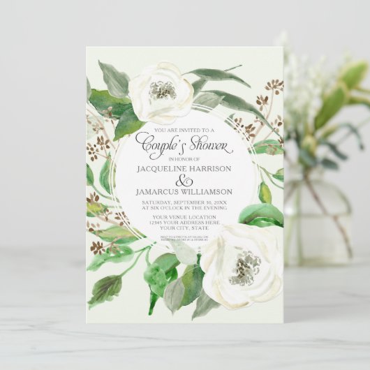 Koppels Douche BOHO Eucalyptus Zaad Krans Bladeren Kaart (Staand voorkant)