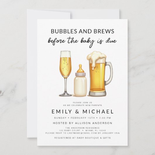 Koppels Douche Bubbels & Brouwen Voordat de Baby i Kaart (Voorkant)