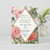 Koppels Douche  Engels Bloemen Roos Goud Kaart (Staand voorkant)