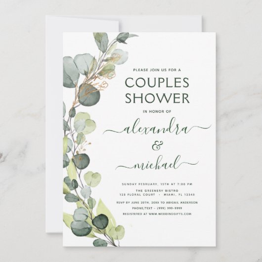 Koppels Douche Eucalyptus groen Elegant Kaart (Voorkant)