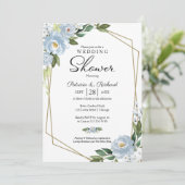 Koppels Douche Geometrisch Stoffig Blauw Bloemen Kaart (Staand voorkant)