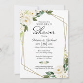 Koppels douche geometrische bloemengroen kaart (Voorkant)