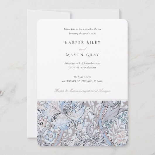 Koppels douche klassieke gouden lelie elegante pas kaart (Voorkant)