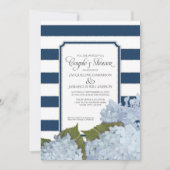 Koppels Douche Marine Blauwe Hydrangea Script Art  Kaart (Voorkant)
