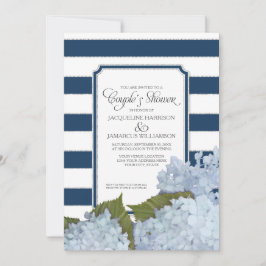 Koppels Douche Marine Blauwe Hydrangea Script Art  Kaart