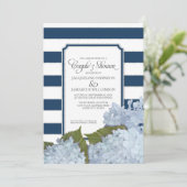 Koppels Douche Marine Blauwe Hydrangea Script Art  Kaart (Staand voorkant)