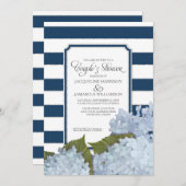 Koppels Douche Marine Blauwe Hydrangea Script Art  Kaart (Voorkant / Achterkant)