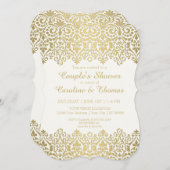 Koppels Douche Modern Gouden Kant Elegant Kaart (Voorkant / Achterkant)