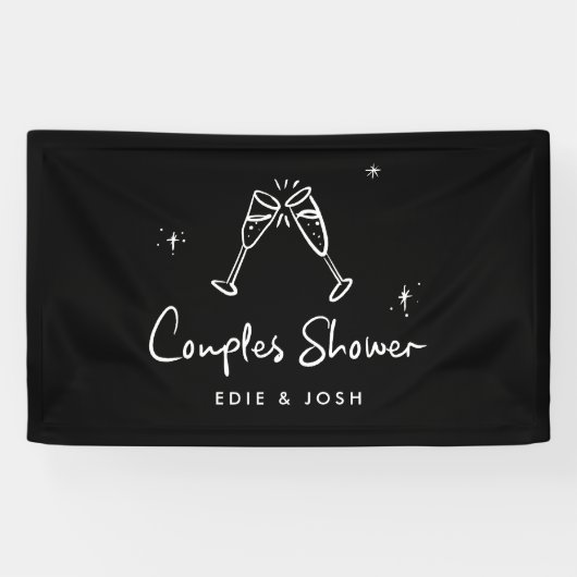 Koppels douche modern natuurlijk elegant handgesch spandoek (Horizontaal)