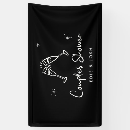 Koppels douche modern natuurlijk elegant handgesch spandoek (Verticaal)