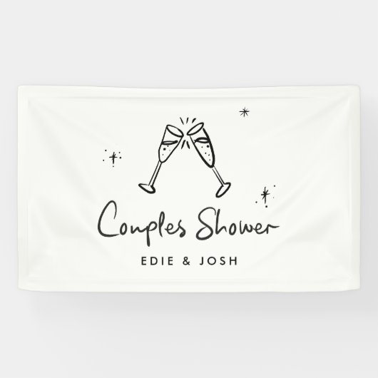 Koppels douche modern natuurlijk elegant handgesch spandoek (Horizontaal)