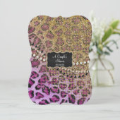 Koppels Douche Paarse Gouden Leopard Dierenprint Kaart (Staand voorkant)