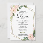 Koppels Douche Roze Blush Bloemen Geometrisch Kaart (Voorkant)