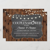 Koppels Douche Rustiek Houten Krijt Verloving Invi Kaart (Voorkant / Achterkant)