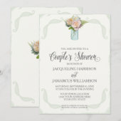 Koppels Douche Rustieke Houten Raad Kant Typografi Kaart (Voorkant / Achterkant)