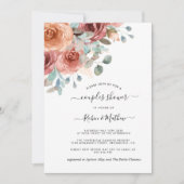 Koppels douche, stoffig blauw, perzik etherische b kaart (Voorkant)