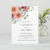 Koppels douche, stoffig blauw, perzik etherische b kaart (Staand voorkant)