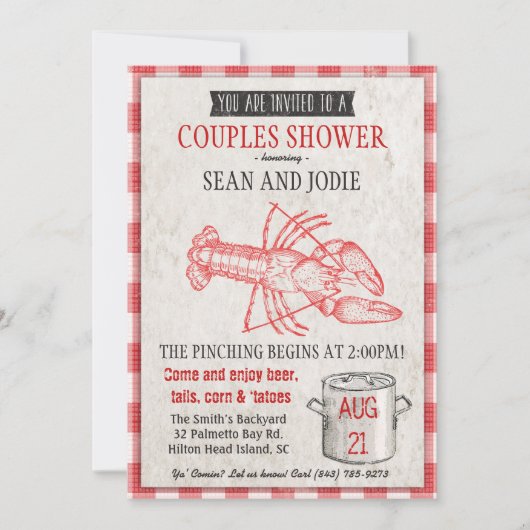 Koppels Douche Zeevruchten Kook Uitnodiging (Voorkant)