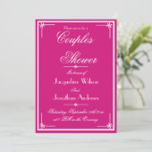 Koppels Douchen Chic Script Namen Elegant Magenta Kaart (Staand voorkant)