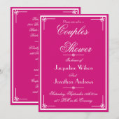 Koppels Douchen Chic Script Namen Elegant Magenta Kaart (Voorkant / Achterkant)