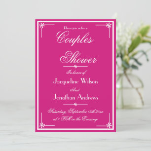 Koppels Douchen Chic Script Namen Elegant Magenta Kaart