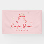 Koppels douchen modern natuurlijk elegant handgesc spandoek (Horizontaal)