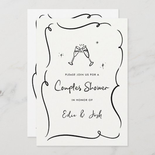 Koppels douchen moderne natuurlijke elegante handg kaart (Voorkant / Achterkant)