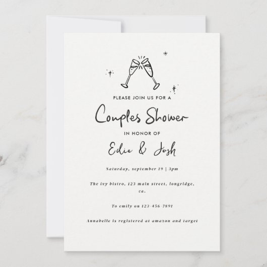 Koppels douchen moderne natuurlijke elegante handg kaart (Voorkant)