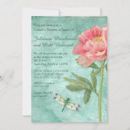 Koppels douchen Peony Flowers in Dragonfly Kaart
