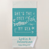 Koppels echtgenoot vrouw schattig bijpassende crui strandlaken (Voorkant)