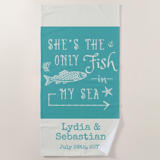 Koppels echtgenoot vrouw schattig bijpassende crui strandlaken (Voorkant)