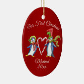 Koppels Eerste Kerstvakantie Keramisch Ornament (Rechts)