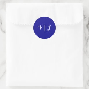 Koppels Eerste Letters op Donkerblauwe Kleine Rond Ronde Sticker