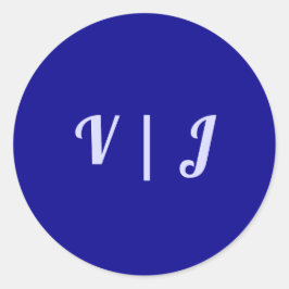 Koppels Eerste Letters op Donkerblauwe Kleine Rond Ronde Sticker