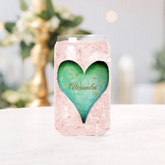 Koppels/Elke Naam Rustiek Hart Blikvorm Glas (Insitu (Huwelijk))