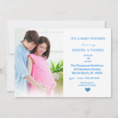 Koppels Foto Blauw Baby shower Uitnodiging (Voorkant)