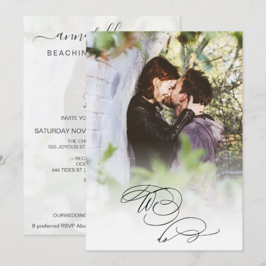 *~* Koppels FOTO DIY RSVP + QR AR6 bruiloft uitnod Kaart (Voorkant / Achterkant)