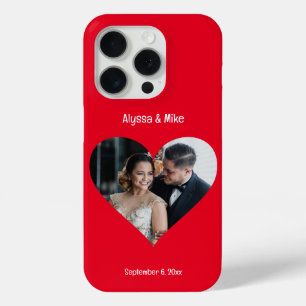 Koppels Foto in Hart Gepersonaliseerde Huwelijksre iPhone 15 Pro Case