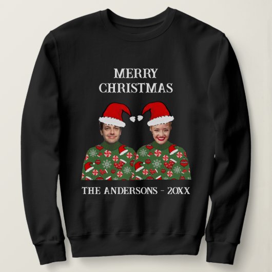 Koppels Foto Merry kerst Ugly Sweater (Design voorkant)