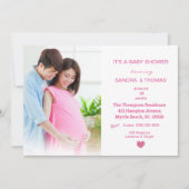 Koppels Foto Roze Baby shower Uitnodiging (Voorkant)