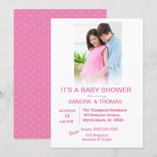 Koppels Foto Roze Baby shower Uitnodiging