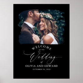 Koppels foto Zwarte bruiloft Welkomstbord Poster