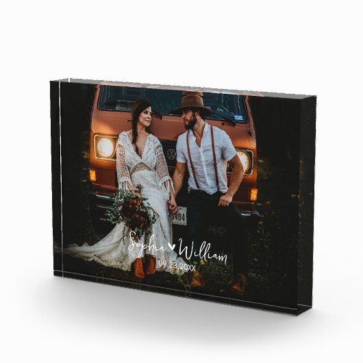 Koppels Fotonaam Bruiloft Jubileum Datum Hart Fotoblokken (Rechts)