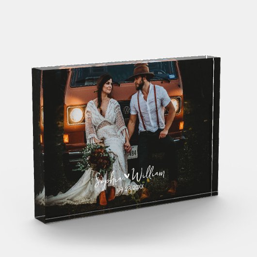 Koppels Fotonaam Bruiloft Jubileum Datum Hart Fotoblokken (Links)