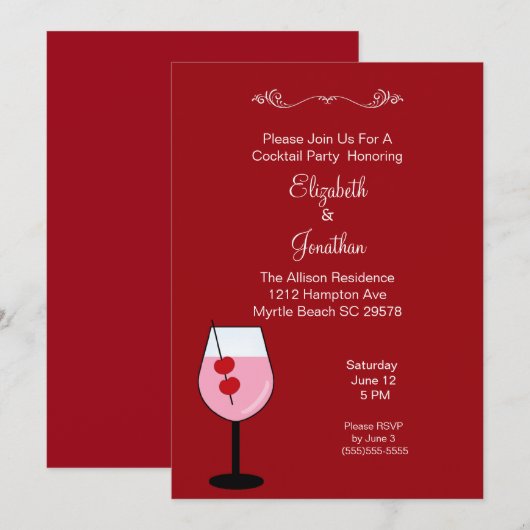 Koppels, gemengde Drink, cocktailparty-uitnodiging Kaart (Voorkant / Achterkant)