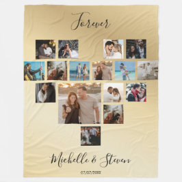 Koppels Gift Valentijnsdag Hart Foto Collage Fleece Deken