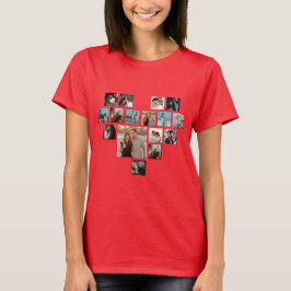 Koppels Gift Valentijnsdag Hart Foto Collage T-shirt