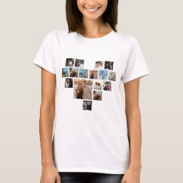 Koppels Gift Valentijnsdag Hart Foto Collage T-shirt